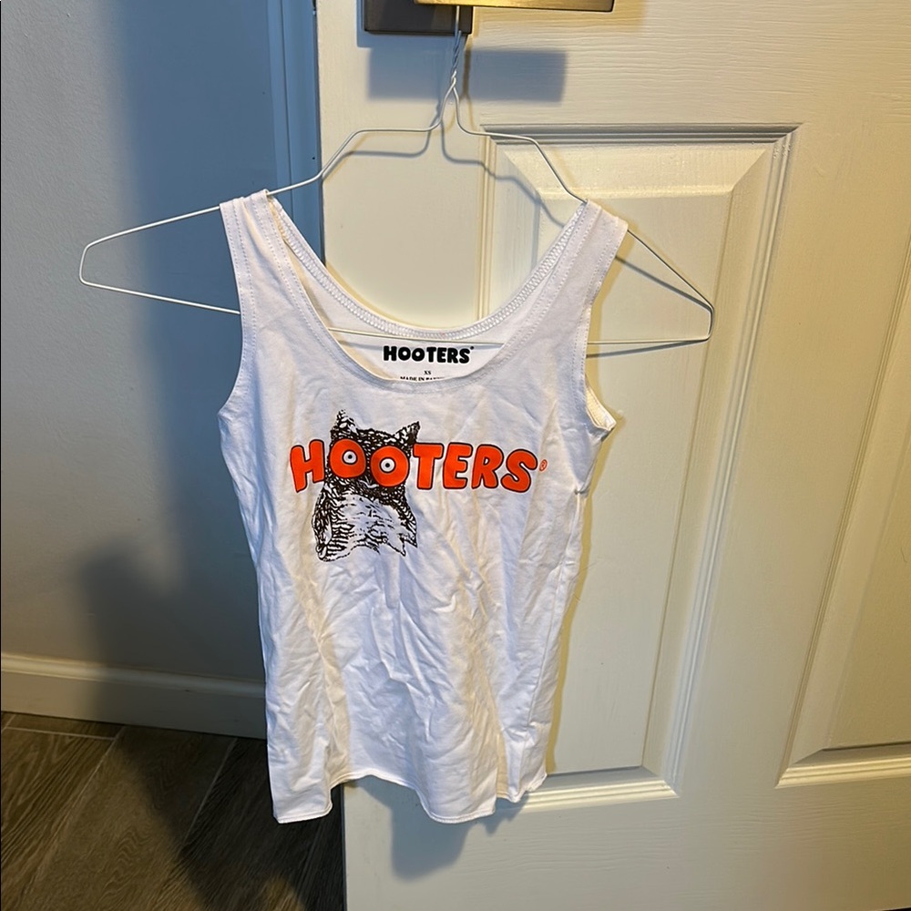 Hooters Classic White Tank with Orange Logo